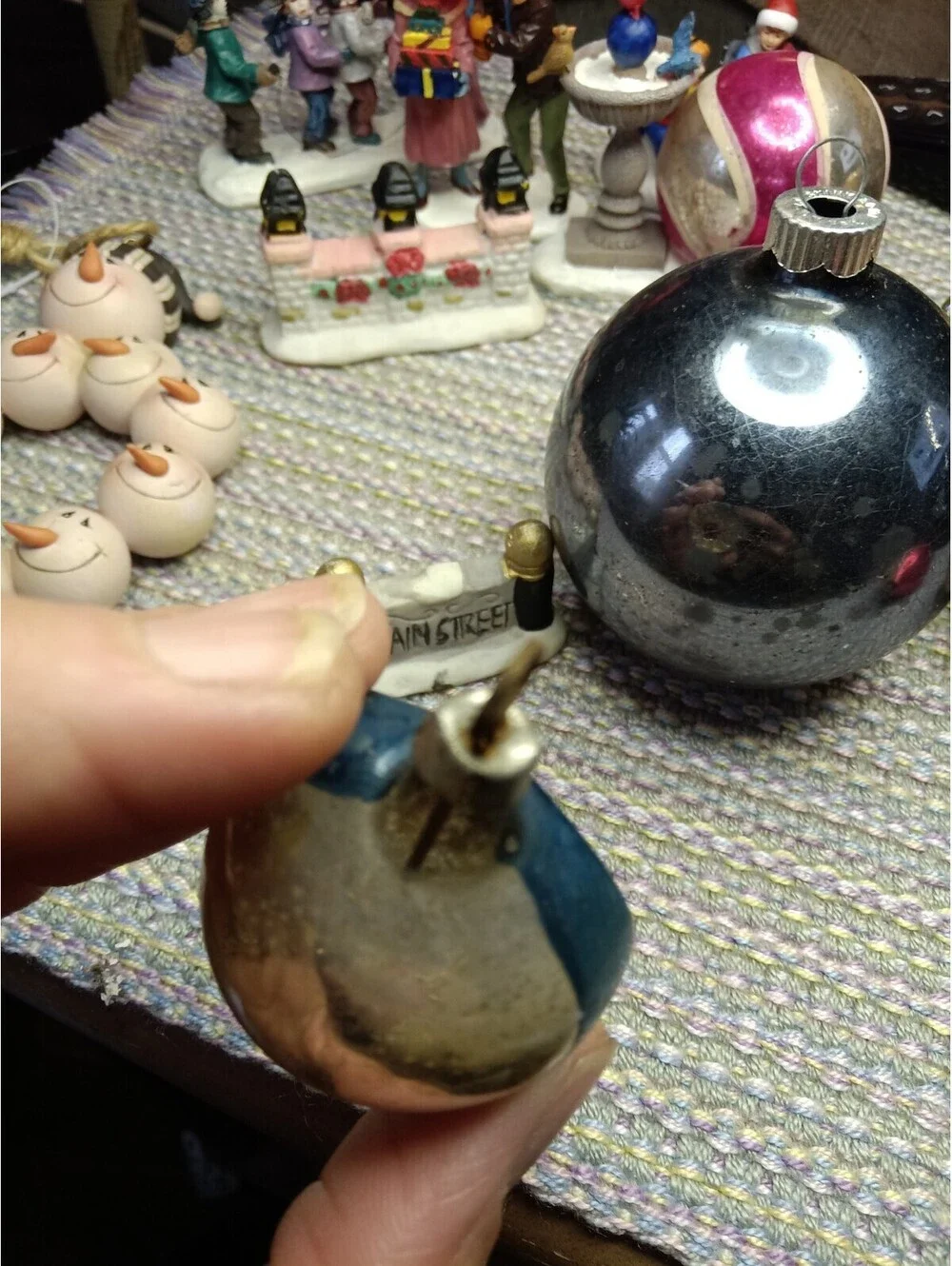 Rare Antique 1920s German Mercury Glass Christmas Ornament Pin Cap Reflector